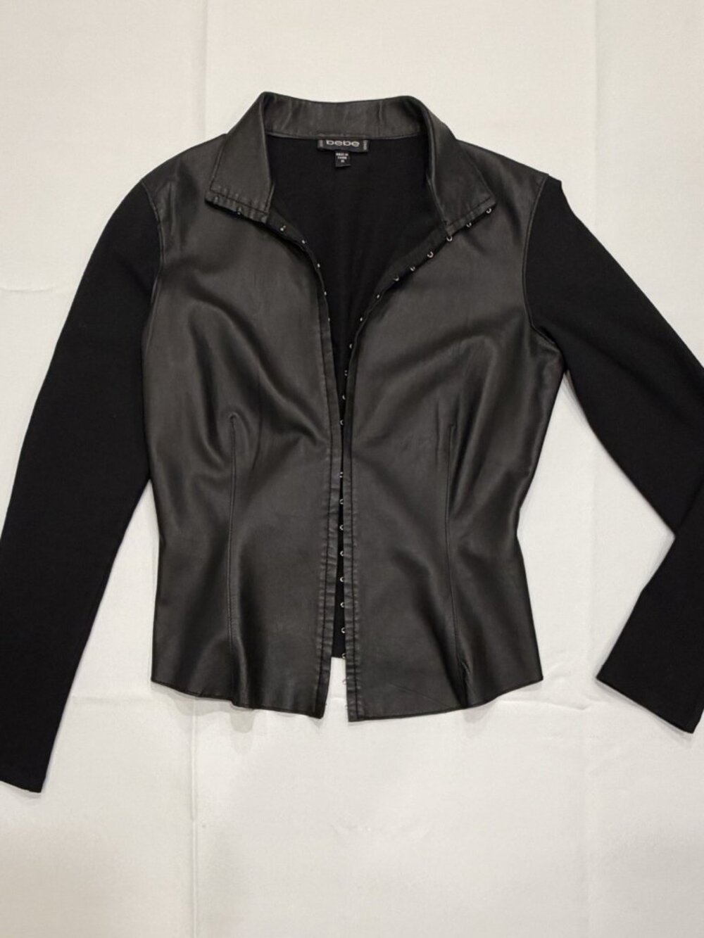 Bebe Black Genuine Leather Moto Jacket Size M